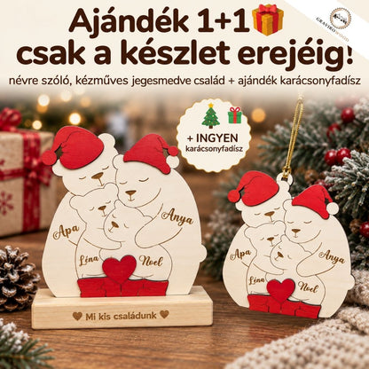 Jegesmedve családi ölelés - ajándék karácsonyfadísszel