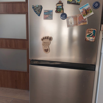 Baba lábnyom hűtőmágnes + 2 kulcstartó szett fából készítve