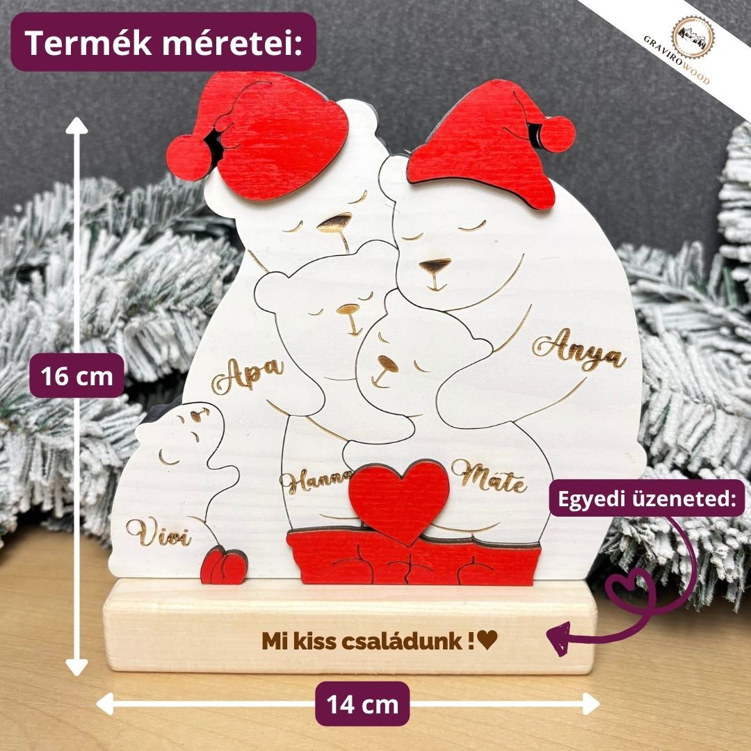 Jegesmedve családi ölelés - ajándék karácsonyfadísszel