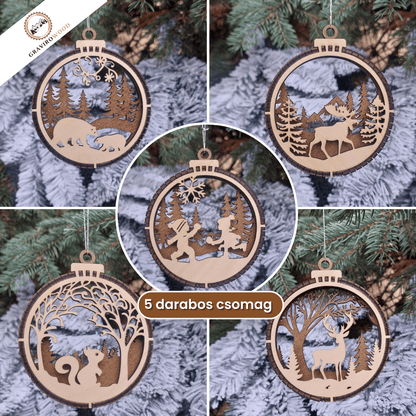 Prémium karácsonyfadíszek (csomagban)