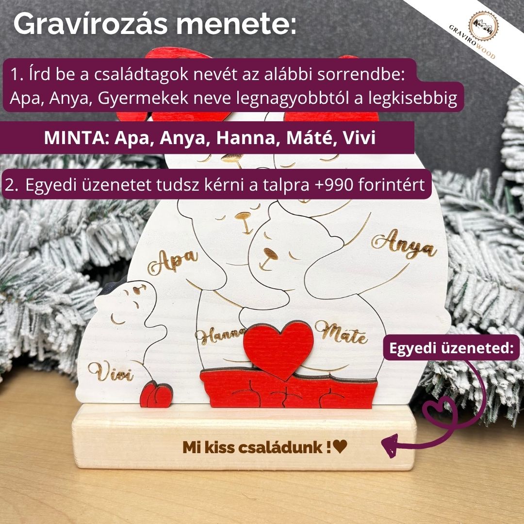 Jegesmedve családi ölelés - ajándék karácsonyfadísszel