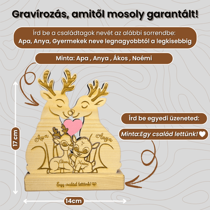 Kézműves rénszarvas család fából