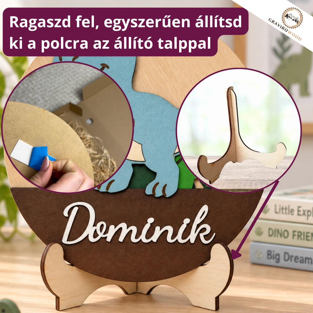 Személyre szabható névtábla fából