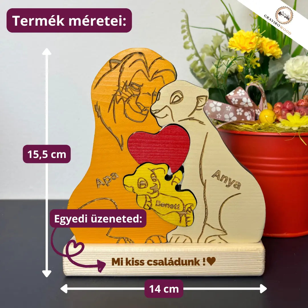 Személyre szabható oroszlán család + Ajándék karácsonyfadísszel