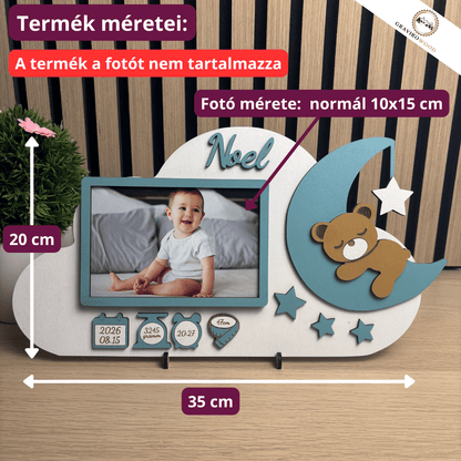 Baba születési emléktábla fénykép kerettel