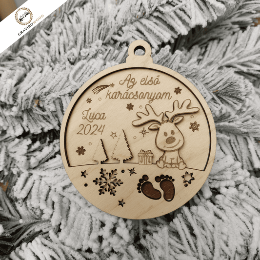 Első karácsonyom- fából készült karácsonyfadísz