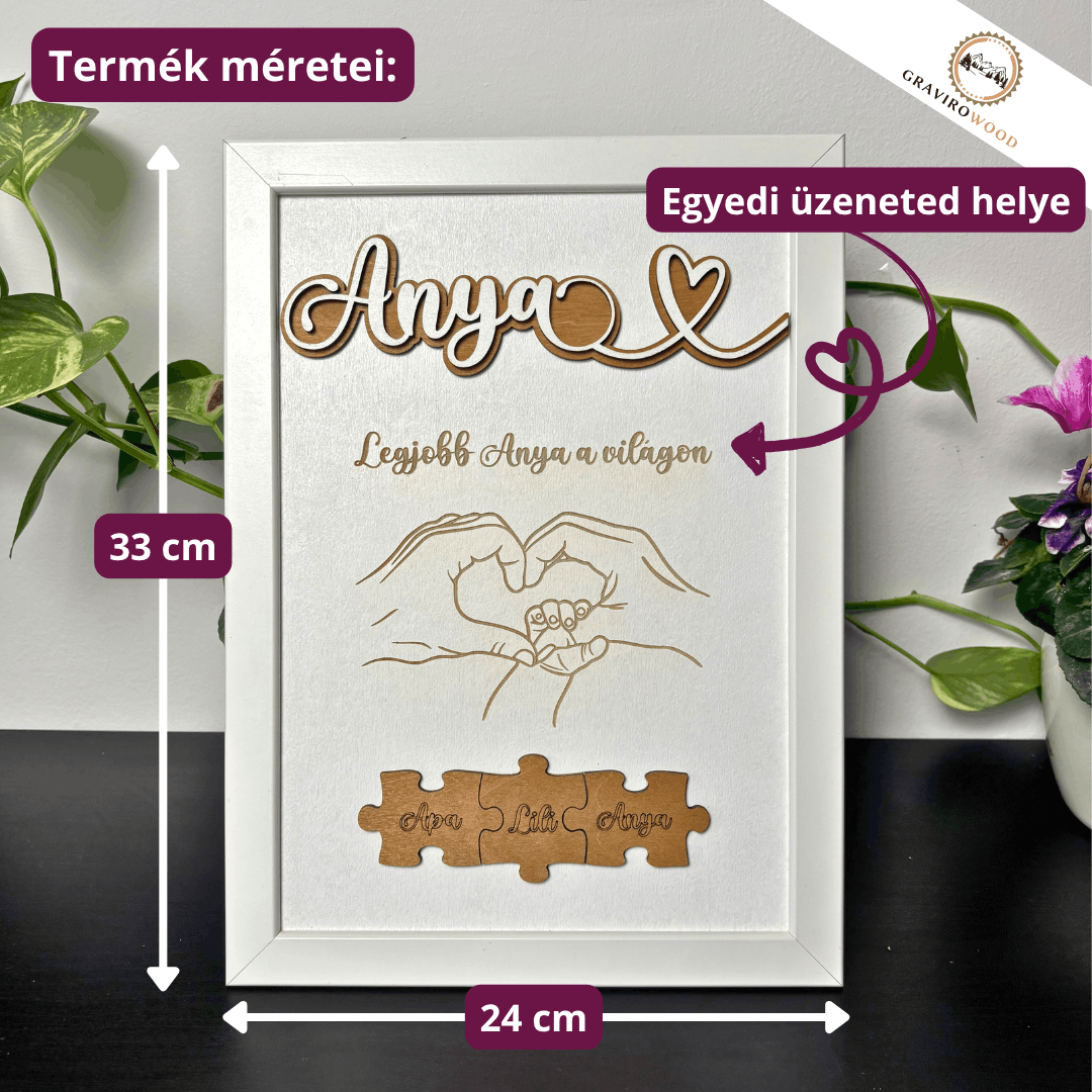 A szeretet darabjai fakép (ajándék képkerettel)